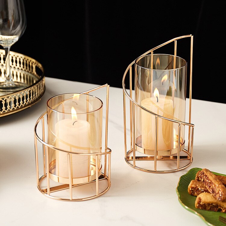 Metal Glass Candle Holder