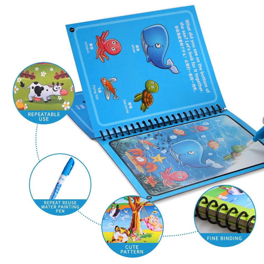 Reusable Magic Water Drawing-Coloring Book