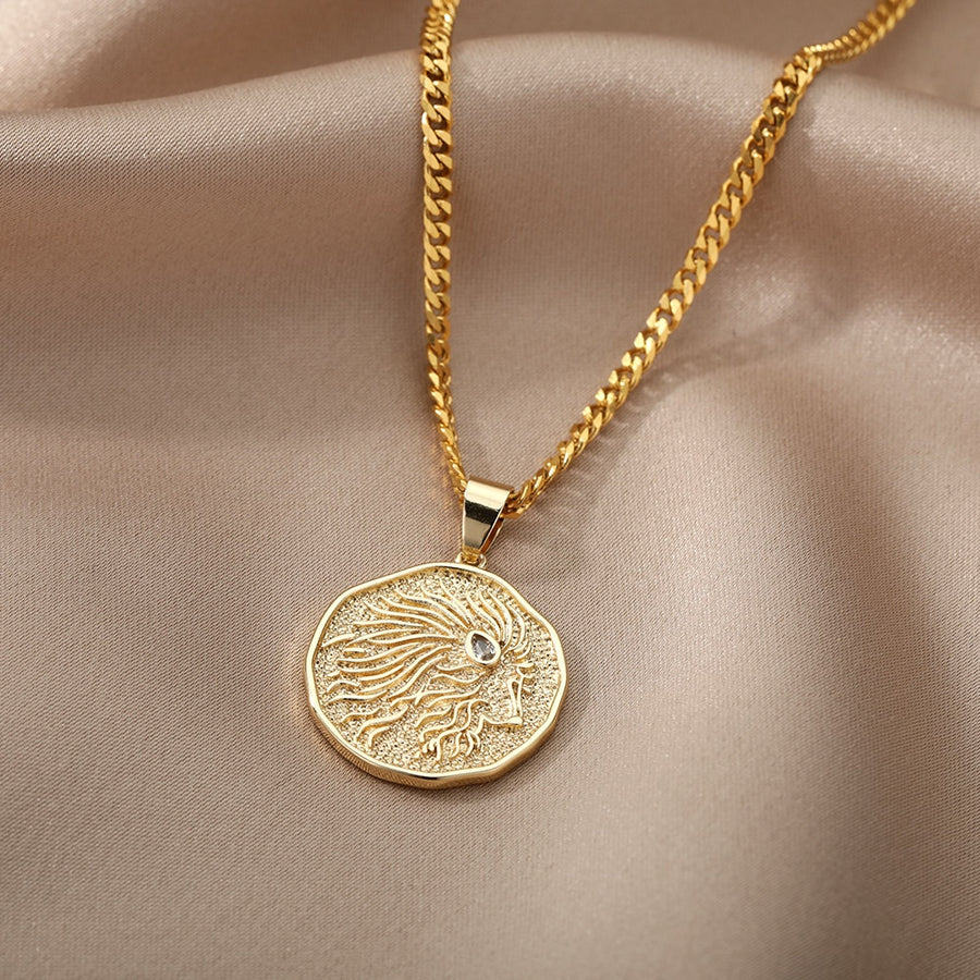 Astrological Sign Coin Pendant Necklace